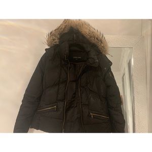 Andrew Marc Winter Black Jacket with Fur Hood